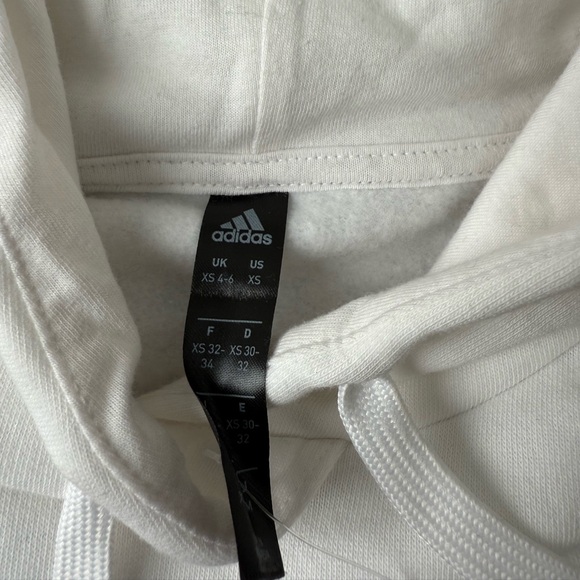 Adidas White Hoodie with Zebra Patterned Blue Logo NWT - Picture 7 of 8